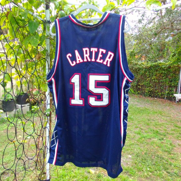 Reebok Authentic NBA New Jersey Nets Vince Carter 15 Jersey Mens SIZE 50 - Picture 2 of 13
